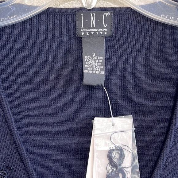 NWT INC Petite Woman Navy Blue One Button Cardigan Size S - Picture 4 of 12